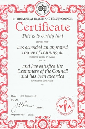 Massage Certificate